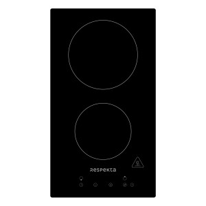 Schwarzes Respekta Glaskeramikkochfeld KM9130T-28 mit 2 Kochzonen und Touch-Control.
