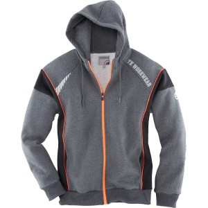 Terrax Workwear Sweatjacke in Grau-Orange mit Kapuze und Reißverschluss.