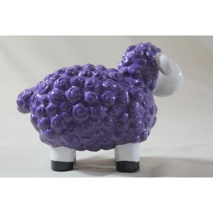 Lustiges lila Schaf, 32 cm, aus Polyresin, Gartendekoration.