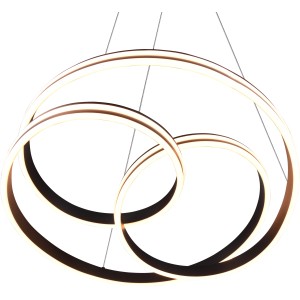 Moderne LED-Pendelleuchte Nuria in Schwarz Matt mit geschwungenen Ringen für Wohn- und Esszimmer.