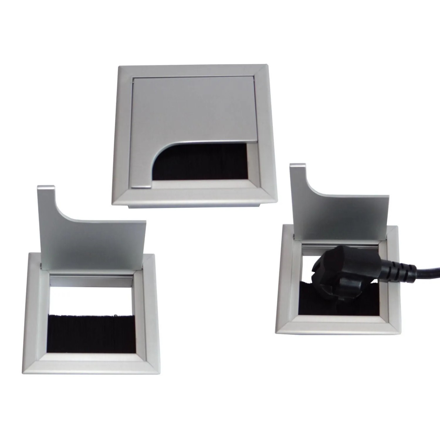 SOTECH CAVO Kabeldurchlass Kabeldose Eckig 80 x 80 mm Silber Eloxiert