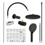 Schütte Überkopfbrause-Set Matao Rain, Chrom/Schwarz: Kopf-, Handbrause, Stange, Schlauch und Zubehör.