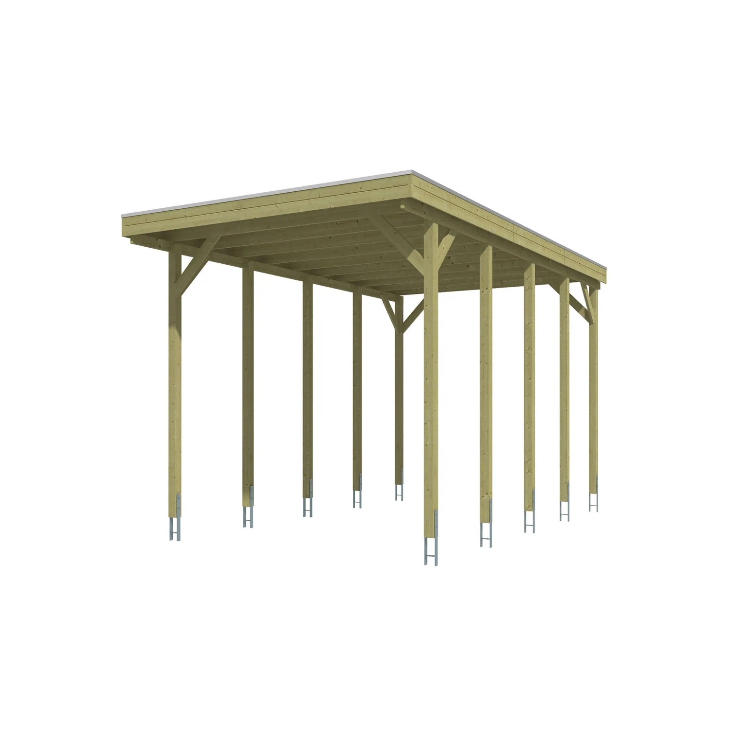 Skan Holz Caravan-Carport Friesland mit Stahldach 402 cm x 708 cm Grün