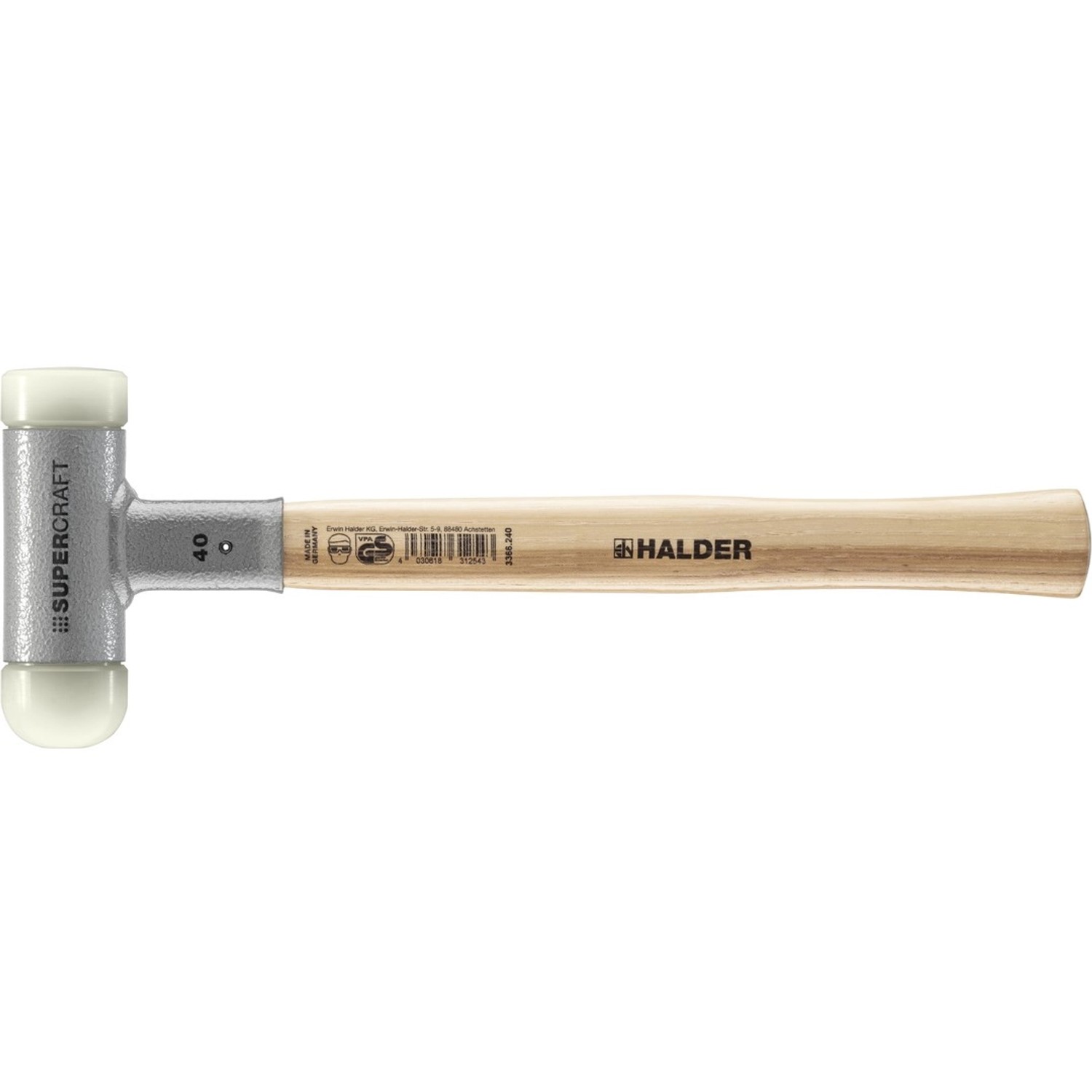 Halder Supercraft Schonhammer Ø 40 mm Rückschlagfrei mit HickoryStiel günstig online kaufen