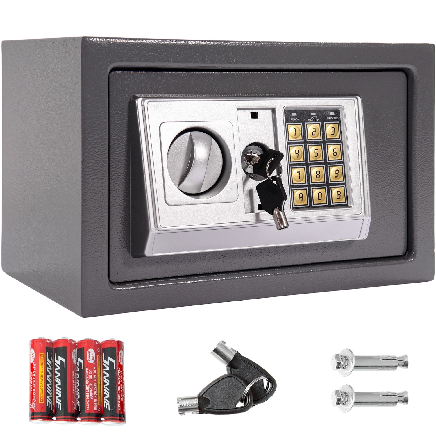 Panorama24 Tresor Safe mit elektronisches-Zahlenschloss Grau