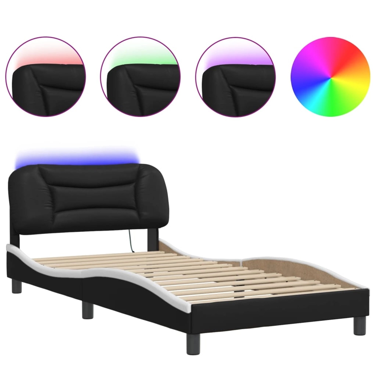 vidaXL Bettgestell mit LED ohne Matratze Hvar Schwarz und Weiß 100x200 cm K günstig online kaufen