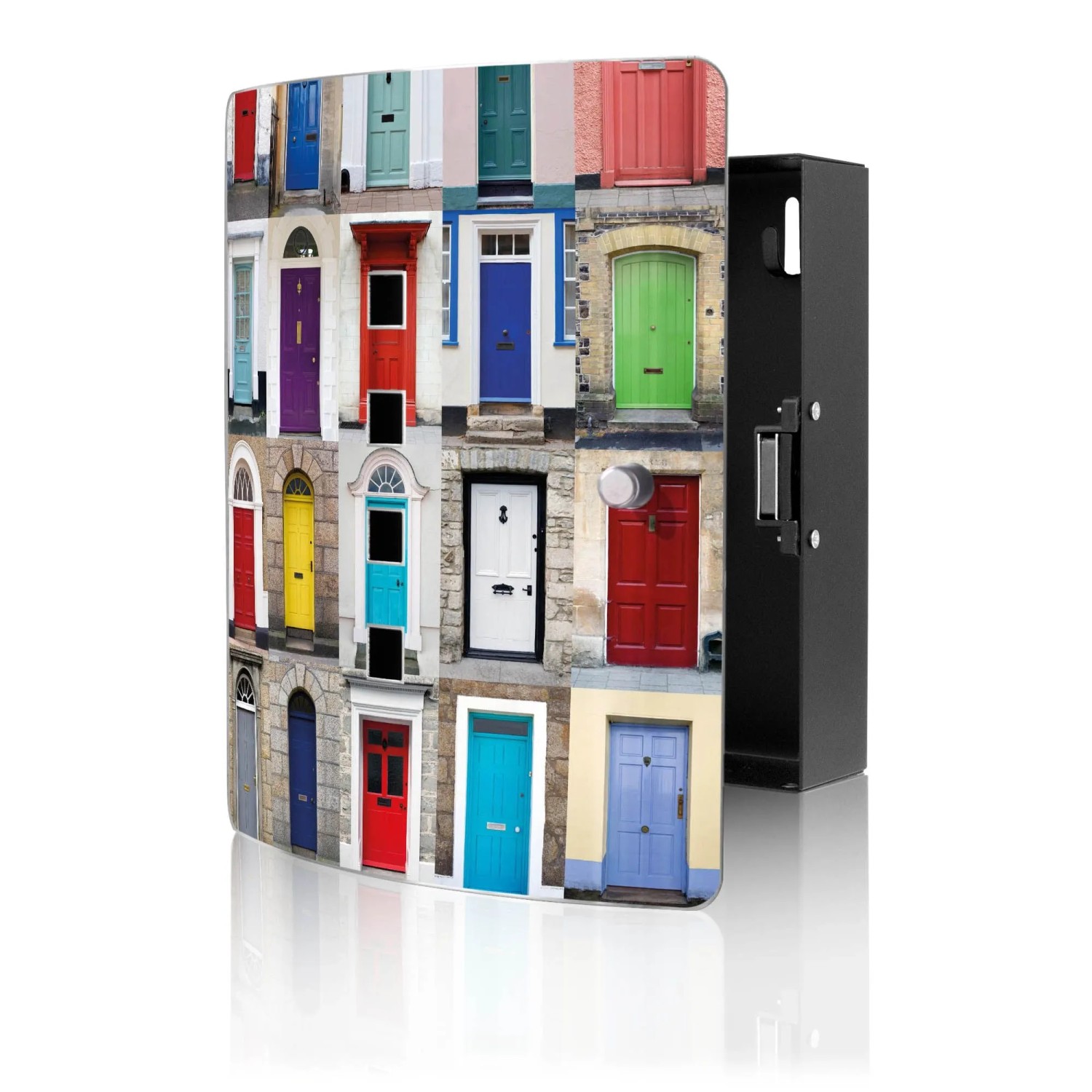 Banjado Design Schlüsselkasten Aus Edelstahl Für 10 Schlüssel 24x21,5x7cm Mit Magnetverschluss Motiv Türen