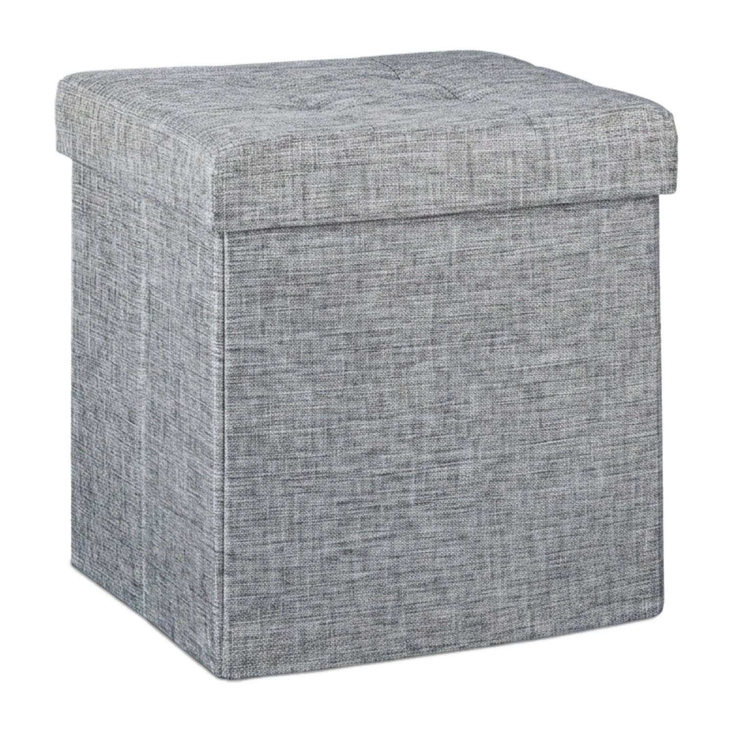 Relaxdays Sitzhocker Leinen Grau Faltbar Stauraum 38 cm x 38 cm x 38 cm 2,5 kg