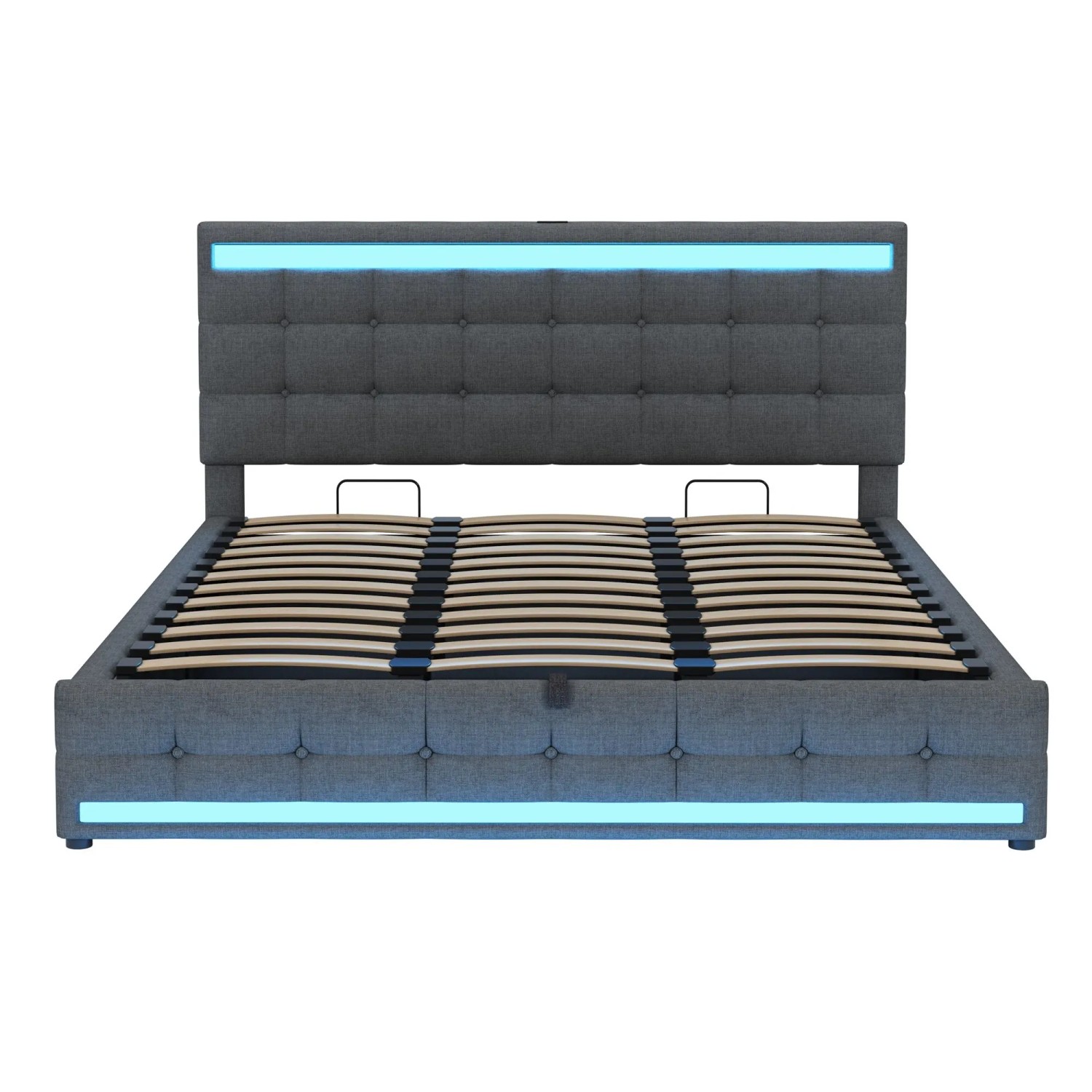 Okwish Kinderbett 180x200cm Mit Stauraum Usb Und Led Beleuchtung Grau Ohne Matratze
