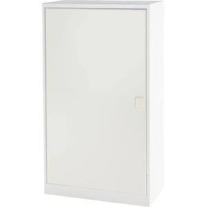 Aufputz Kleinverteiler von Gewiss, 3-reihig, 36 TE, mit Tür und Klemmleiste.