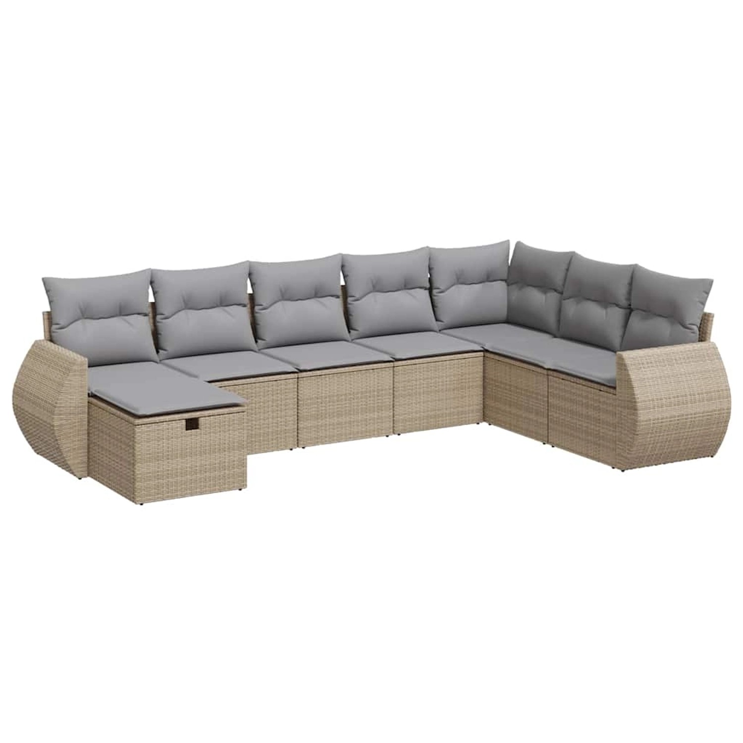 vidaXL 8-Tlg Garten-Sofagarnitur mit Kissen Beige Poly Rattan 3325635 günstig online kaufen