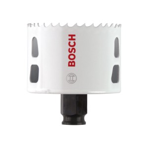 Bosch Lochsäge Ø 73mm für Holz und Metall, weiße Krone mit schwarzem Schaft.