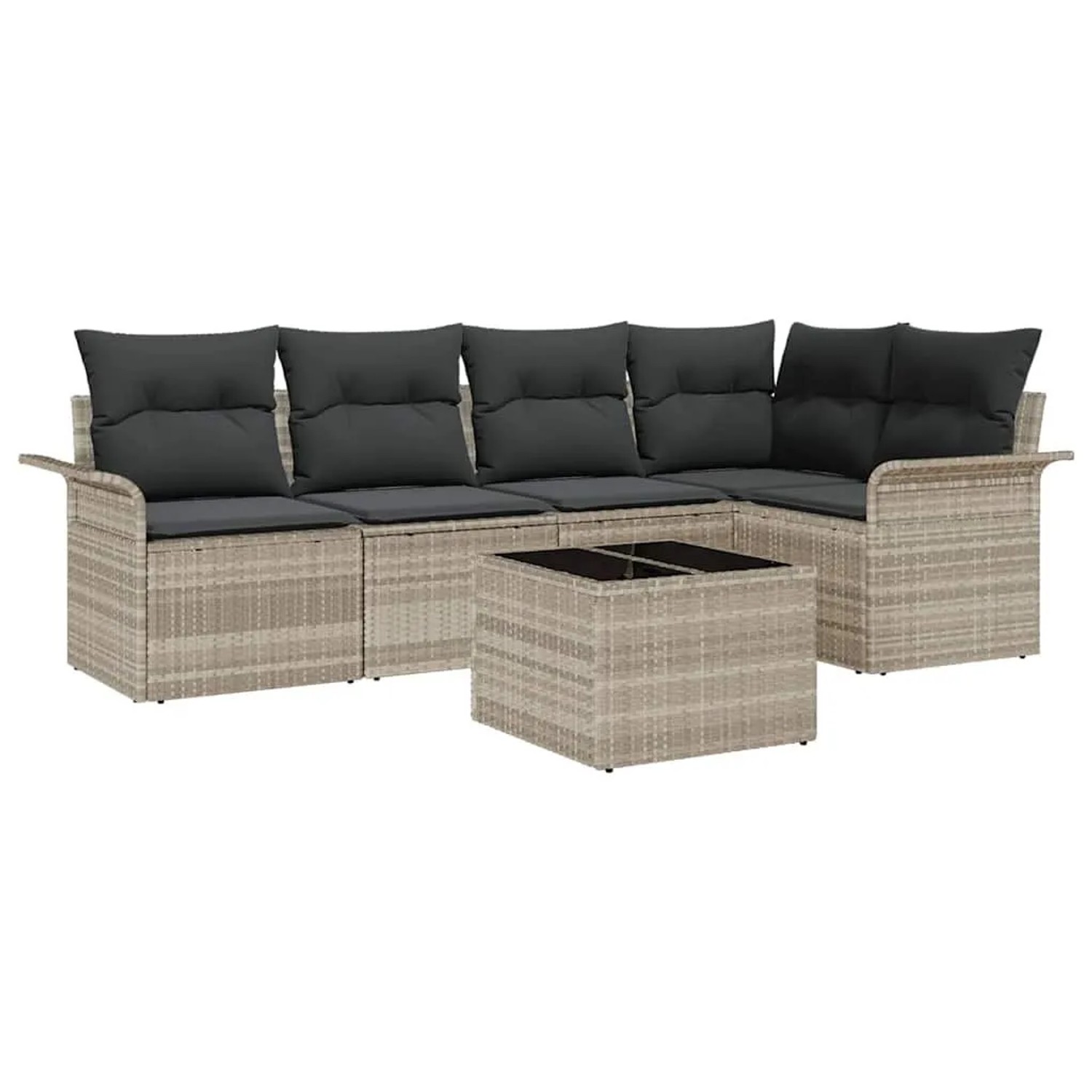 vidaXL Gartensofa-set mit Kissen 6-Tlg Grau Poly-Rattan 3345372 günstig online kaufen