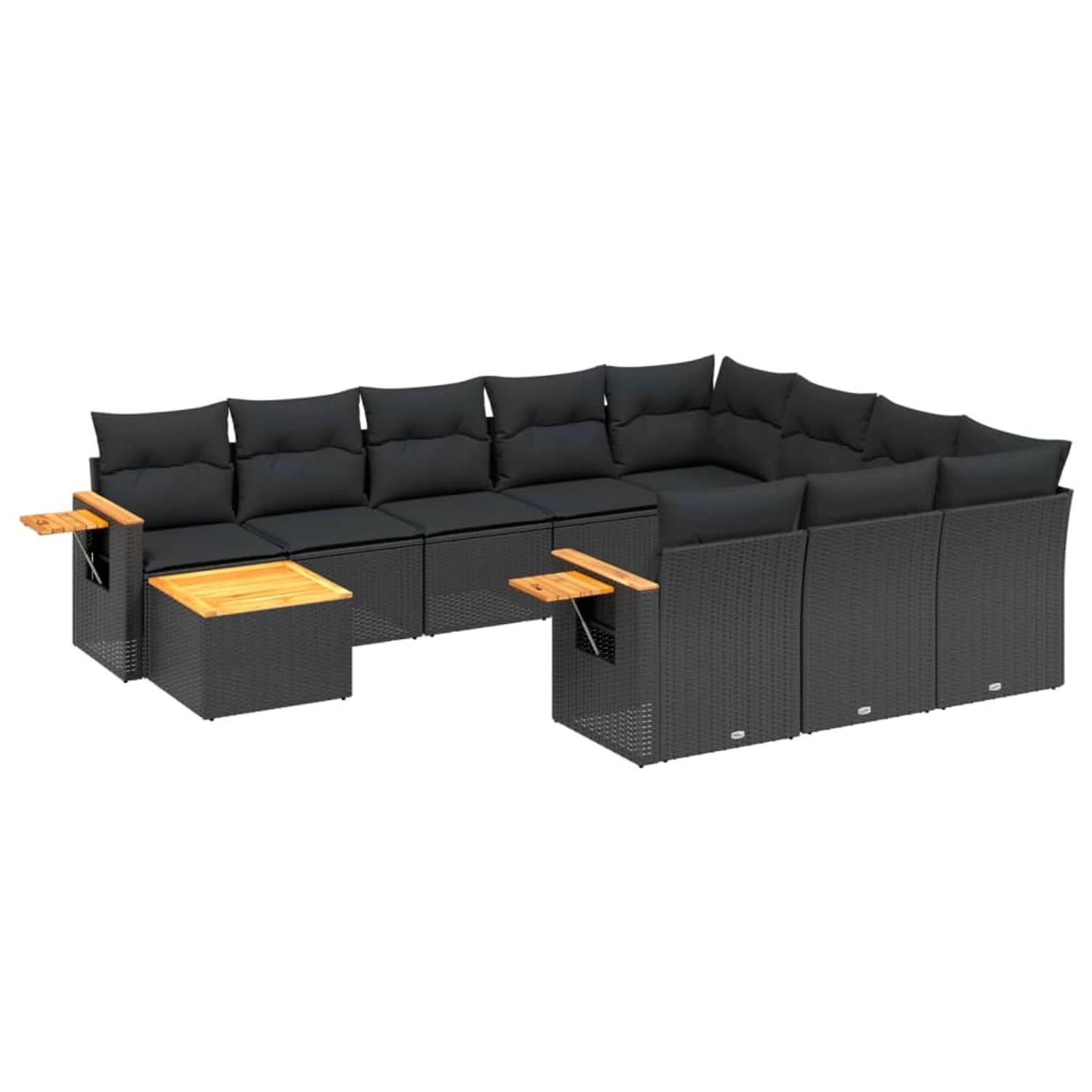 vidaXL 11-Tlg Garten-Sofagarnitur mit Kissen Schwarz Poly Rattan 3259605 günstig online kaufen