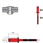 Technische Zeichnung: GOEBEL 500 Flachkopfniete, Edelstahl A4, 5,0x16,0 mm, Blindniete mit Maßen.