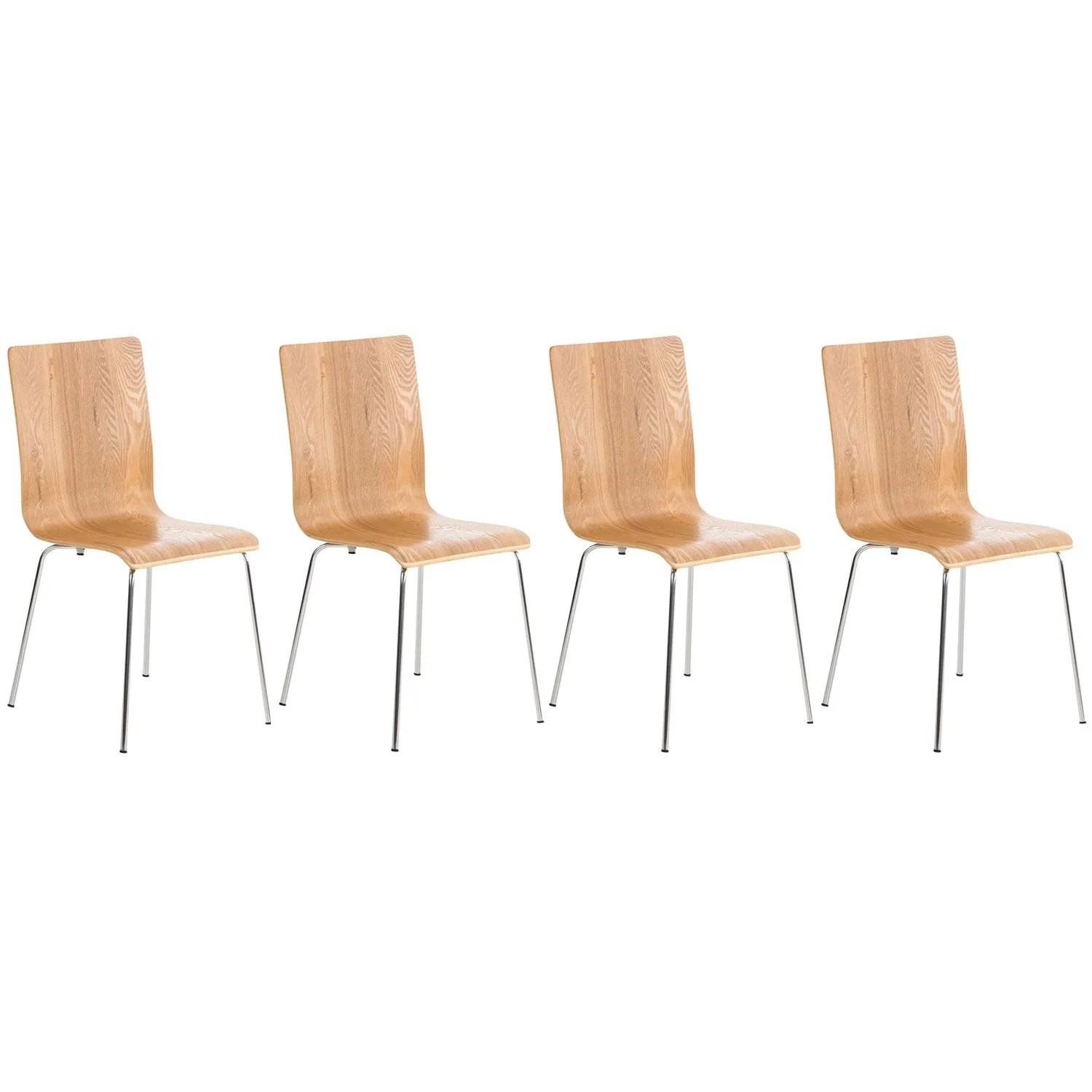 DELUKE 4er Set Besucherstuhl TUNIS Holz Eiche 43x47x87cm Konferenzstuhl War günstig online kaufen