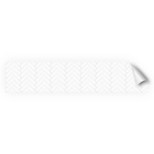 Myspotti Küchenrückwandfolie in Weiß mit Fischgrätenmuster, selbstklebend, 280x60 cm.