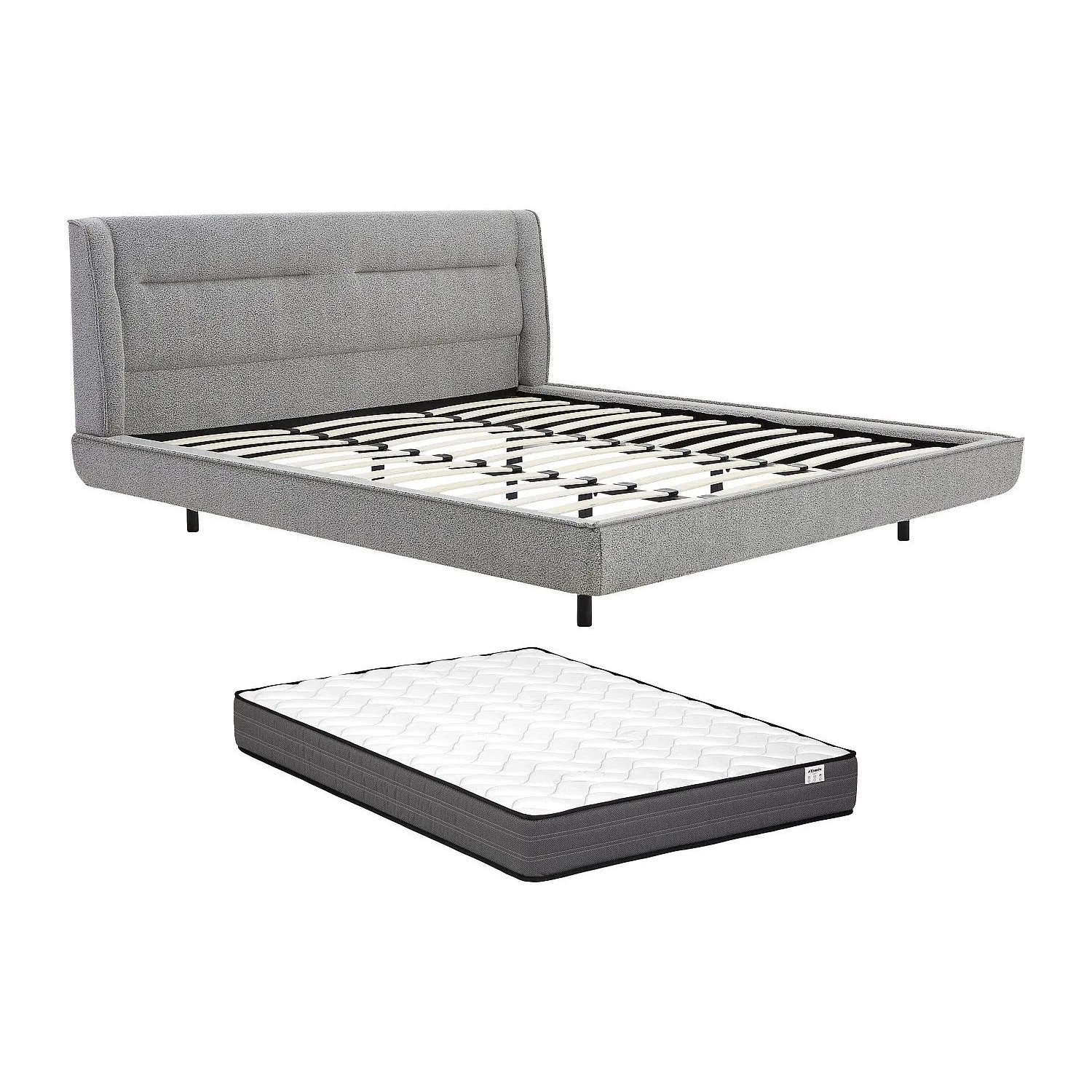 Vente-unique Bettrahmen Isyde Grau 200 cm