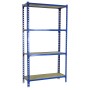 Blaues PROREGAL Schwerlastregal mit 4 Fachböden (150x80x50cm) für Werkstatt und Garage.