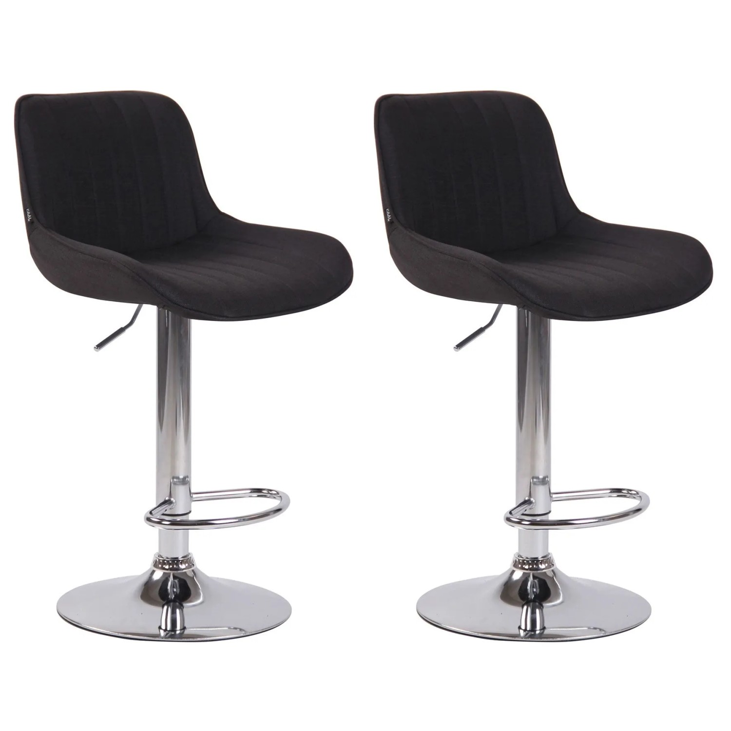 CLP 2er Set Barhocker Lentini Stoff Schwarz/Chrom