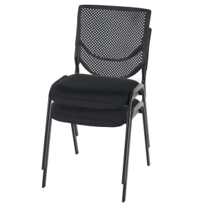 PROREGAL Besucherstuhl 2er-Set, stapelbar, schwarzer Stoffbezug und schwarze Füße.