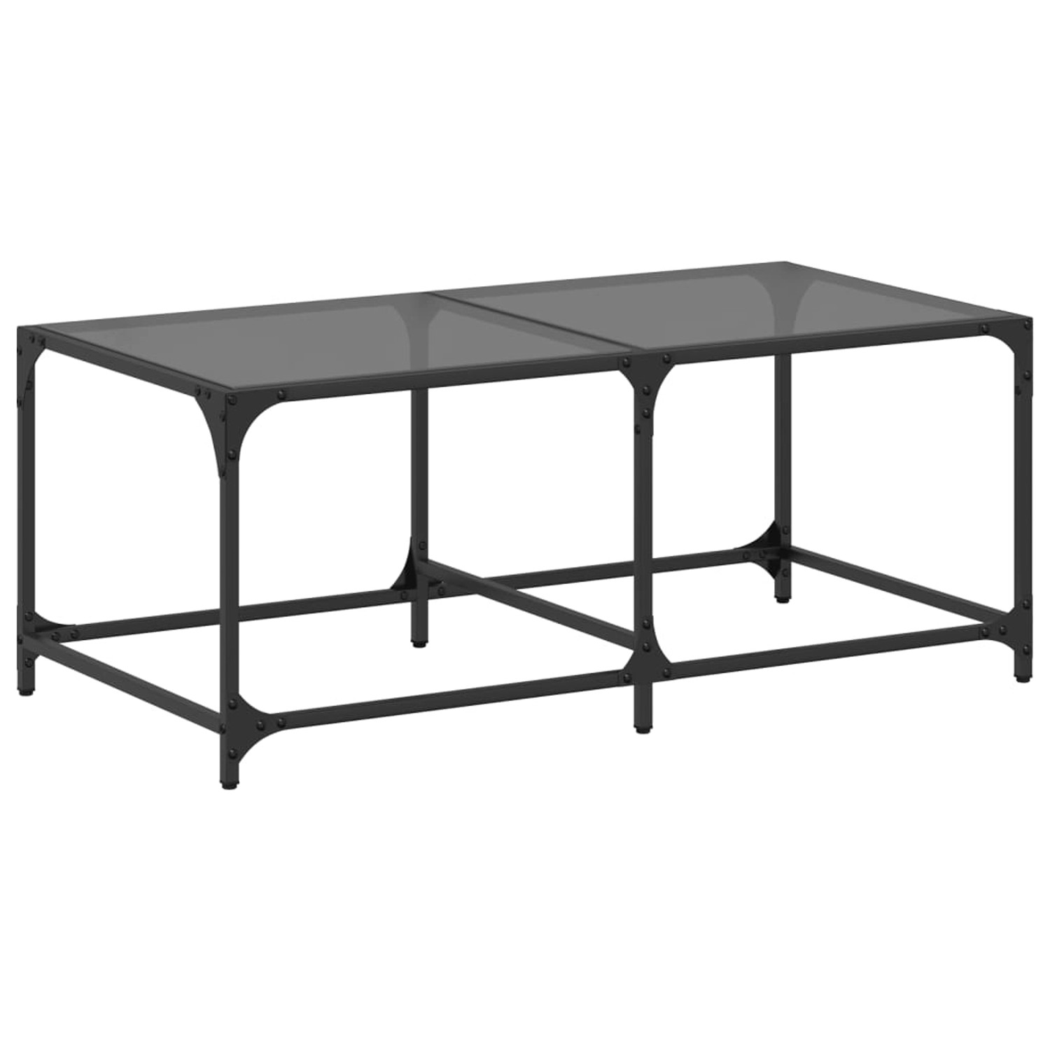 vidaXL Couchtisch mit Glasplatte Schwarz 98,5x50x40 cm Stahl Modell 1 günstig online kaufen