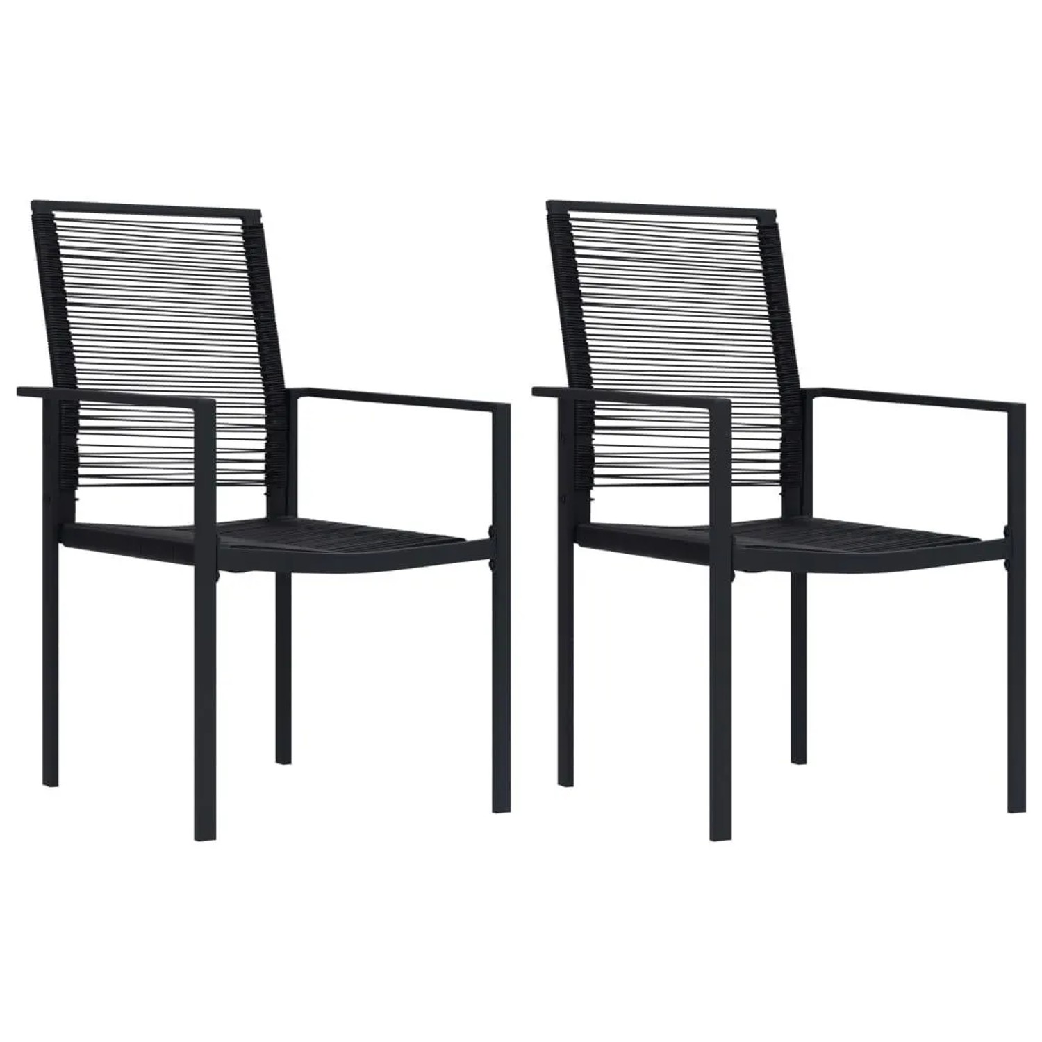 Furnicato Gartenstühle 2er Set Aus Pvc-hohlrattan Mit Stahlrahmen 60x55x90 Cm Schwarz