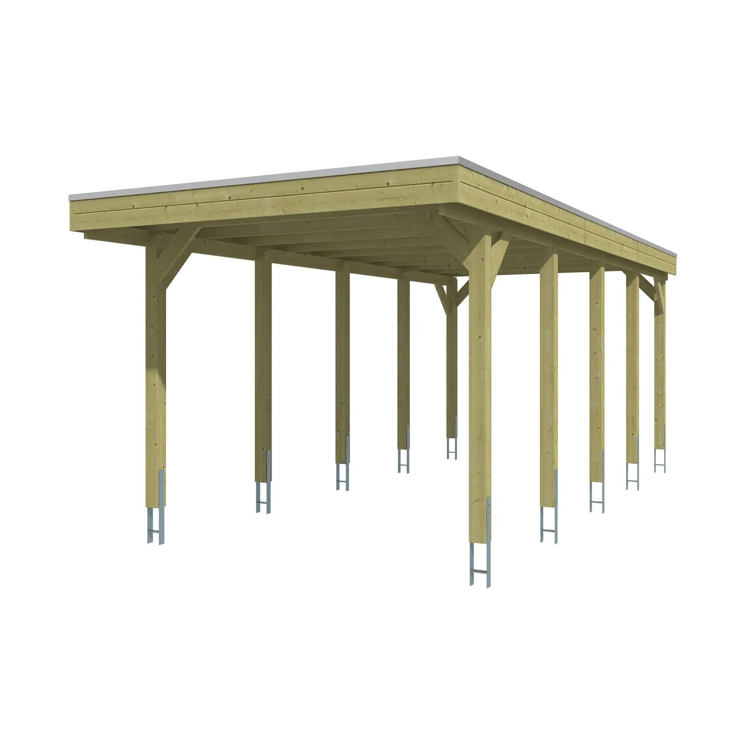 Skan Holz Carport Friesland mit EPDM-Dach 320 cm x 708 cm Grün
