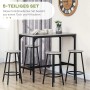 HOMCOM Bartisch-Set, 5-teilig, grau: Tisch mit 4 Barhockern aus MDF und Metall im Industriedesign.