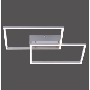 Moderne, stahlfarbene LED Deckenleuchte Iven (75,5x56,2cm) von Just Light mit zwei Rechtecken.
