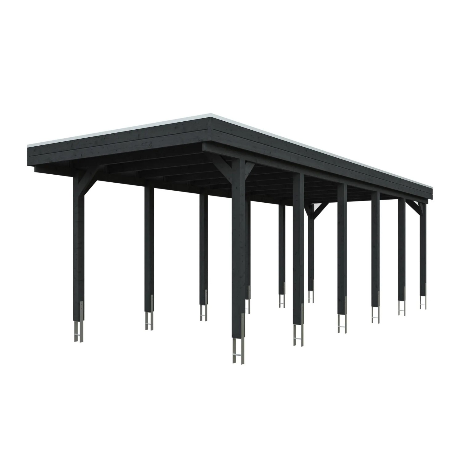 Skan Holz Carport Friesland mit EPDM-Dach 320 cm x 860 cm Anthrazit