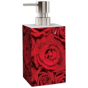 Sanilo Seifenspender mit Rosenmuster, ideal für Bad und Küche.