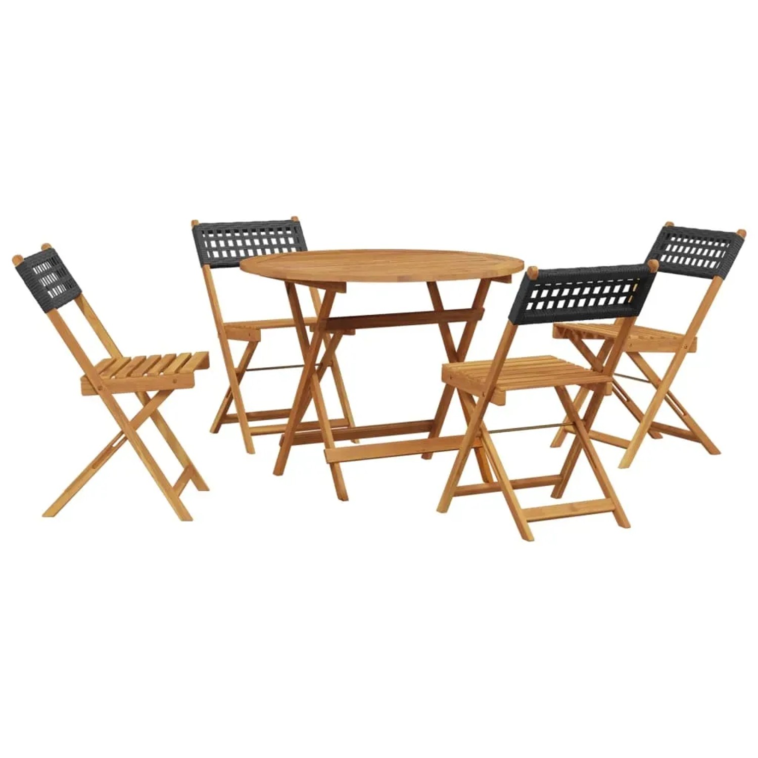 vidaXL 5-Tlg Garten-Essgruppe Schwarz Poly Rattan und Massivholz 3281766