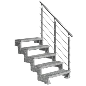DOLLE Außentreppe Gardentop 5 Gitterroststufen 100 cm inkl. Geländer