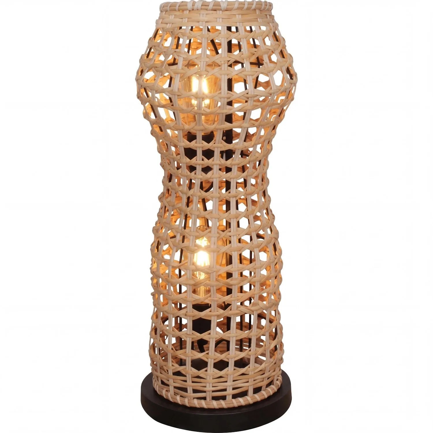 Licht-Erlebnisse Stehleuchte Klein Rattan Korbschirm 60 CM Hoch E27 2-Flammig Boho