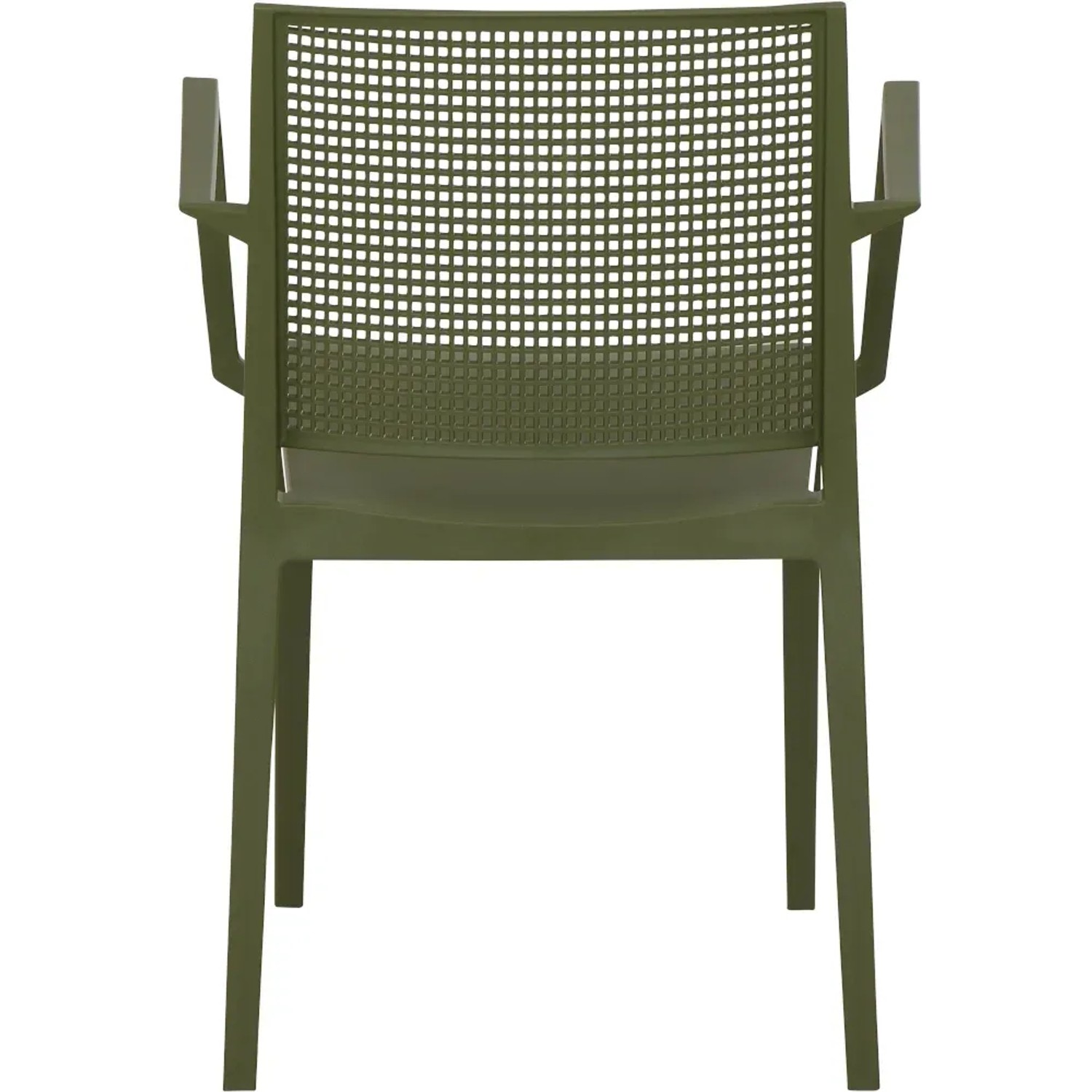 Siena Garden Stapelsessel Square in Olive, Gartenstuhl mit Armlehnen und Gittermuster.