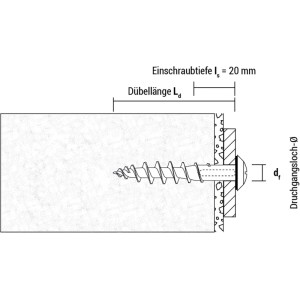 Celo Isolierplatten Schraubdübel IPSD-H 55 mit Schraube in Dämmung. Montageprinzip für Holzdübel.
