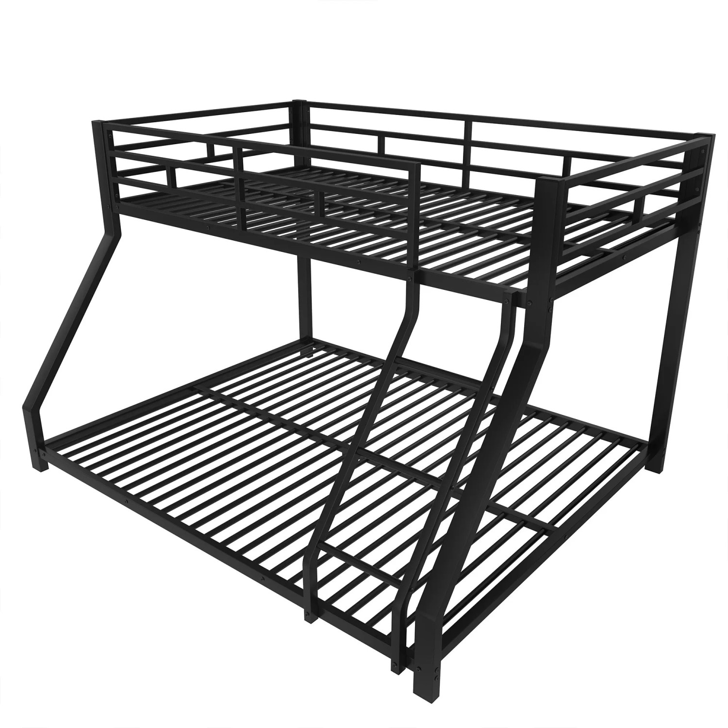 KOMHTOM Etagenbett 90x200 Cm/140x200 Cm  Mit Geländer Und Stufe  En747-Zertifiziert  Matratze Nicht Enthalten  Metall  Schwarz