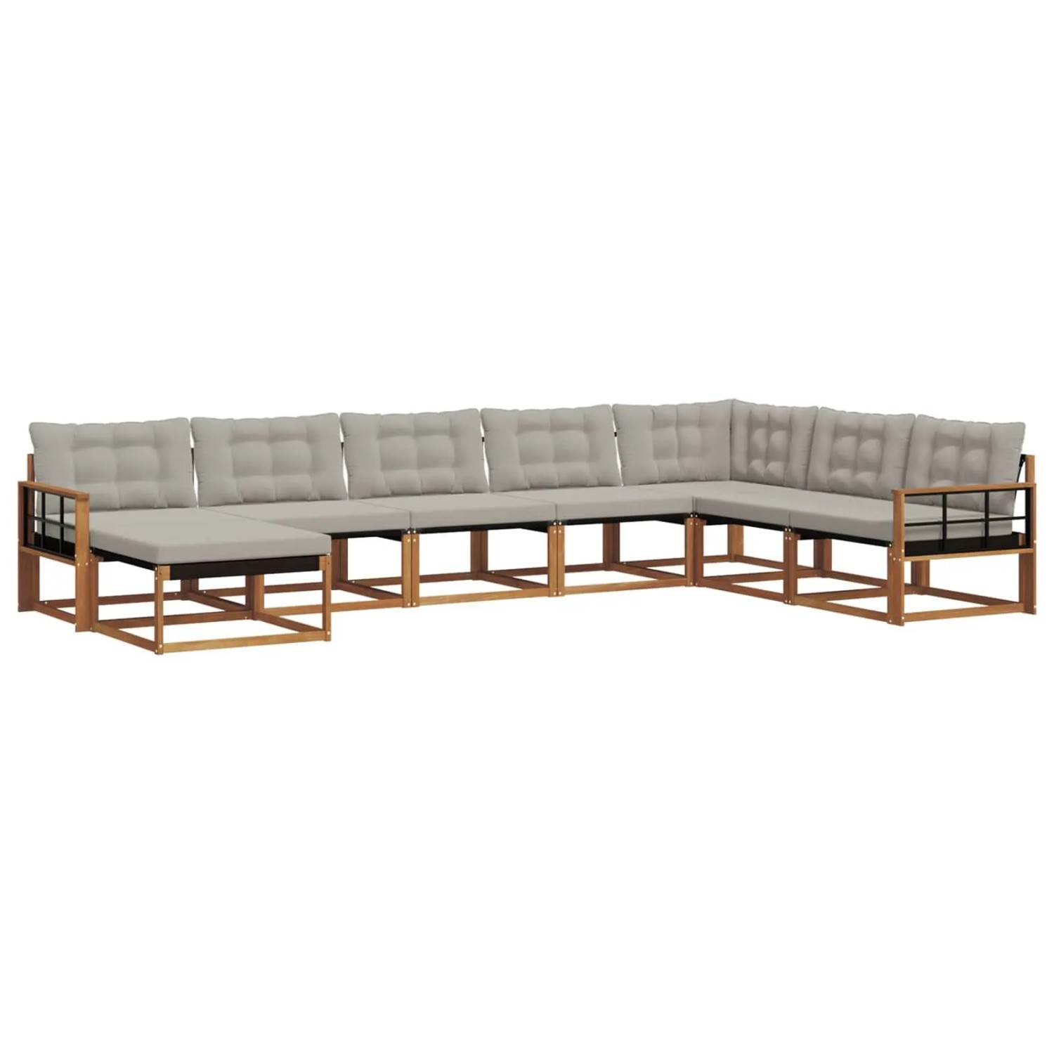 vidaXL Outdoor-Sofagarnitur mit Kissen 24-Tlg Natur und Hellgrau 3369750