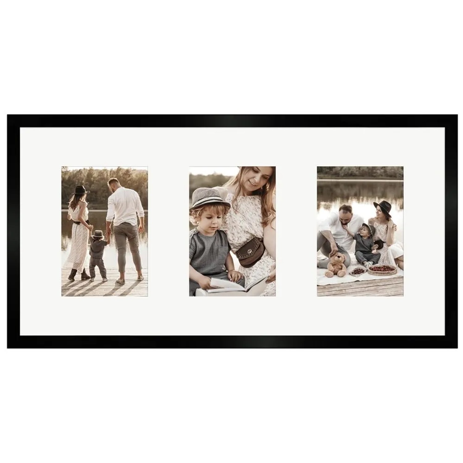 WANDStyle Galerierahmen G950 in Schwarz 25 x 50 cm für 3 Bilder im Format 10 x 15 cm