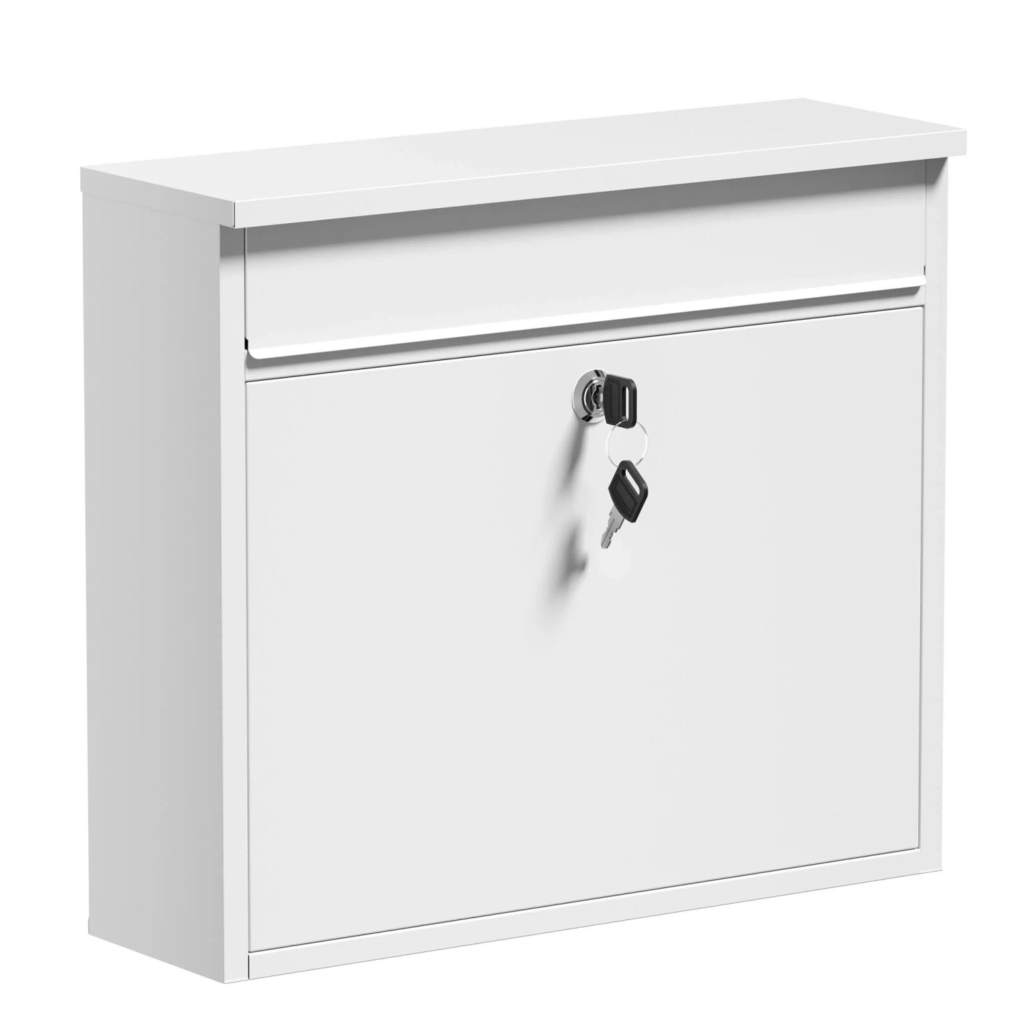 Wiltec Briefkasten V13 Weiß 360X115X320Mm Schloss Klappe Postkasten Stahl