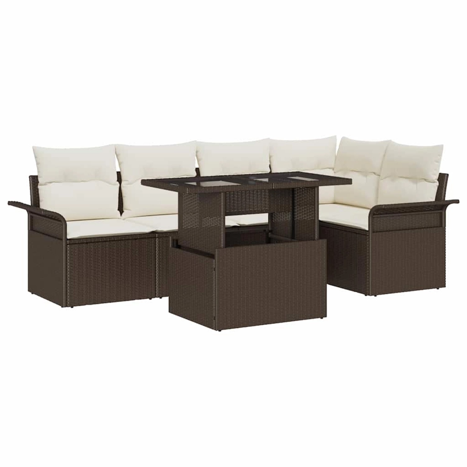 vidaXL Garten-Sofa-Set mit Kissen 6-Tlg Braun Poly Rattan 3348284 günstig online kaufen