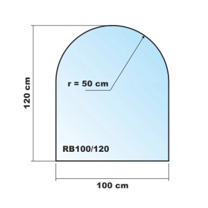 ECOfoxx Funkenschutzplatte Glasbodenplatte Rundbogen 100x120cm Schwarz