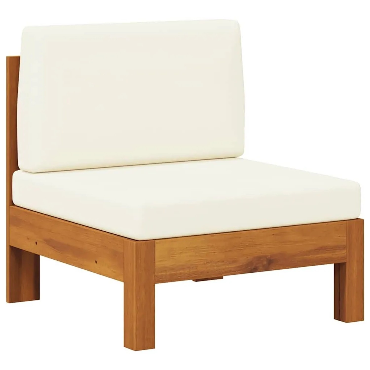 vidaXL Mittelsofa mit Cremeweißen Kissen Massivholz Akazie 310646