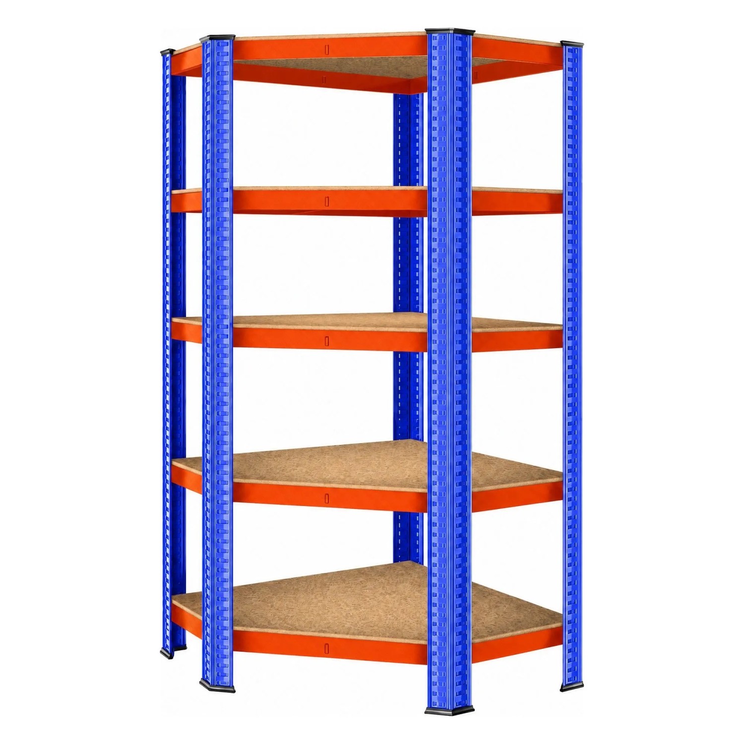 MASKO Eck Schwerlastregal Metall 875 kg 5 MDF Böden 180 x 75 x 40 cm Orange Blau
