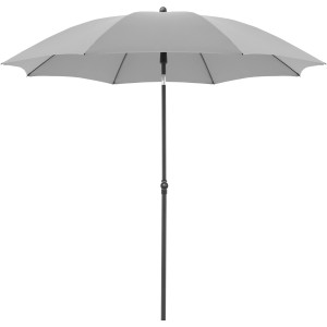 Hellgrauer Doppler Marktschirm (Ø 208 cm) mit Handöffner. Sonnenschirm für Garten und Terrasse.