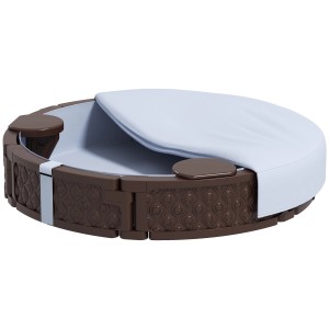 AIYAPLAY Sandkasten 120x120 cm mit Abdeckung und Sitzbänken, dunkelbraun.