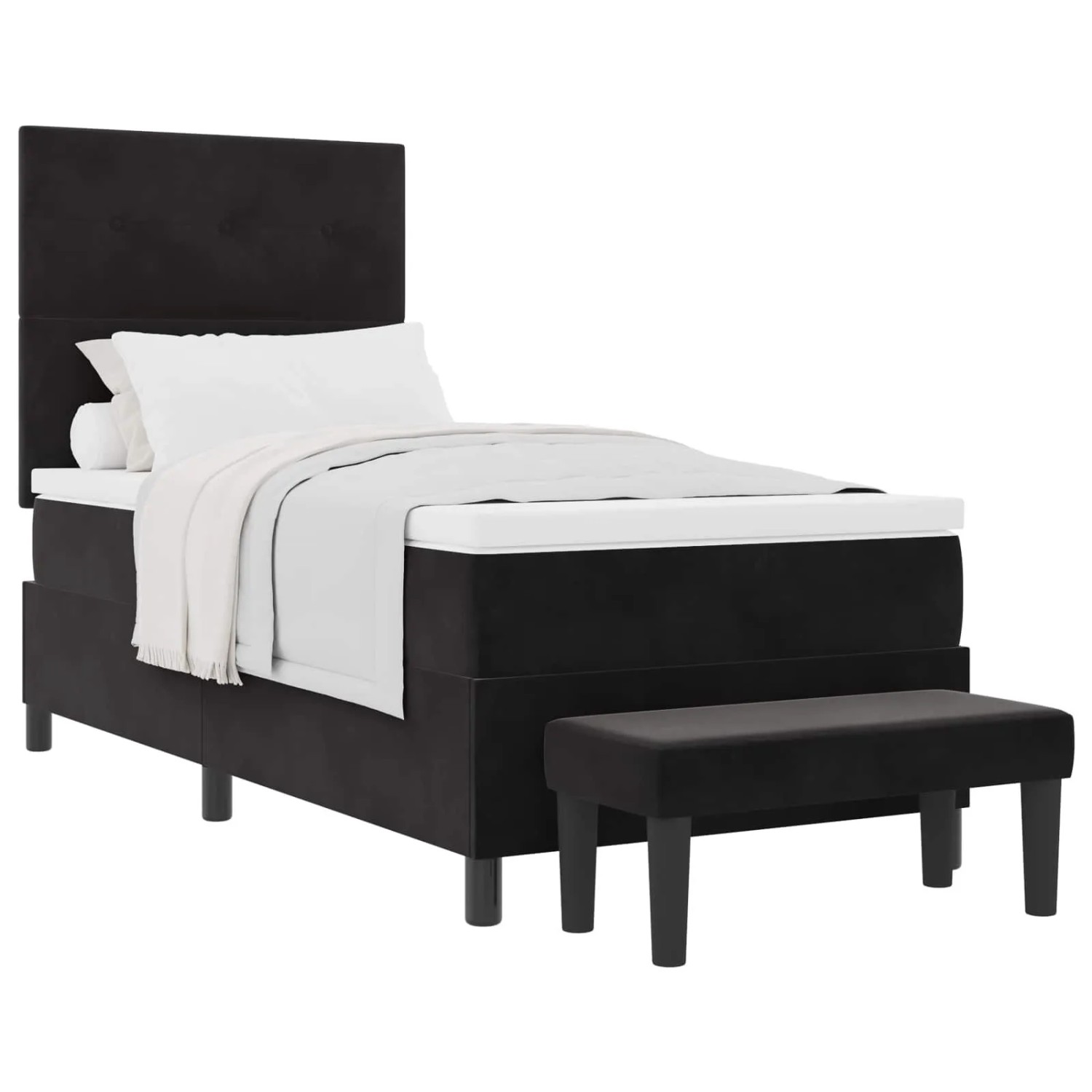 Thumbnail - vidaXL Boxspringbett mit Matratze Schwarz 80 x 200 cm Samt 3344476