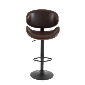PXloue 2er-Set Barhocker Drehbar mit Sitzkissen und Fußstützen Kunstleder Braun