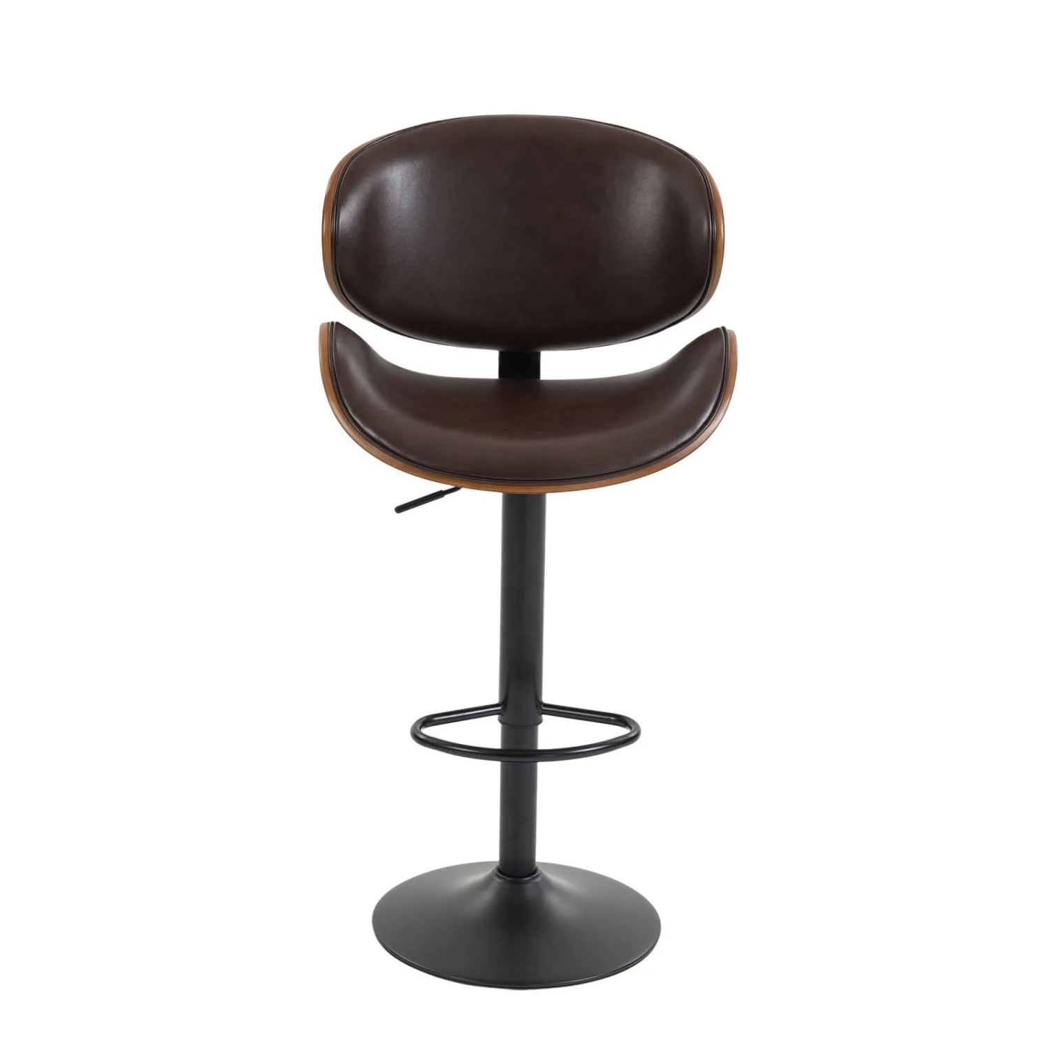 PXloue 2er-Set Barhocker Drehbar mit Sitzkissen und Fußstützen Kunstleder Braun